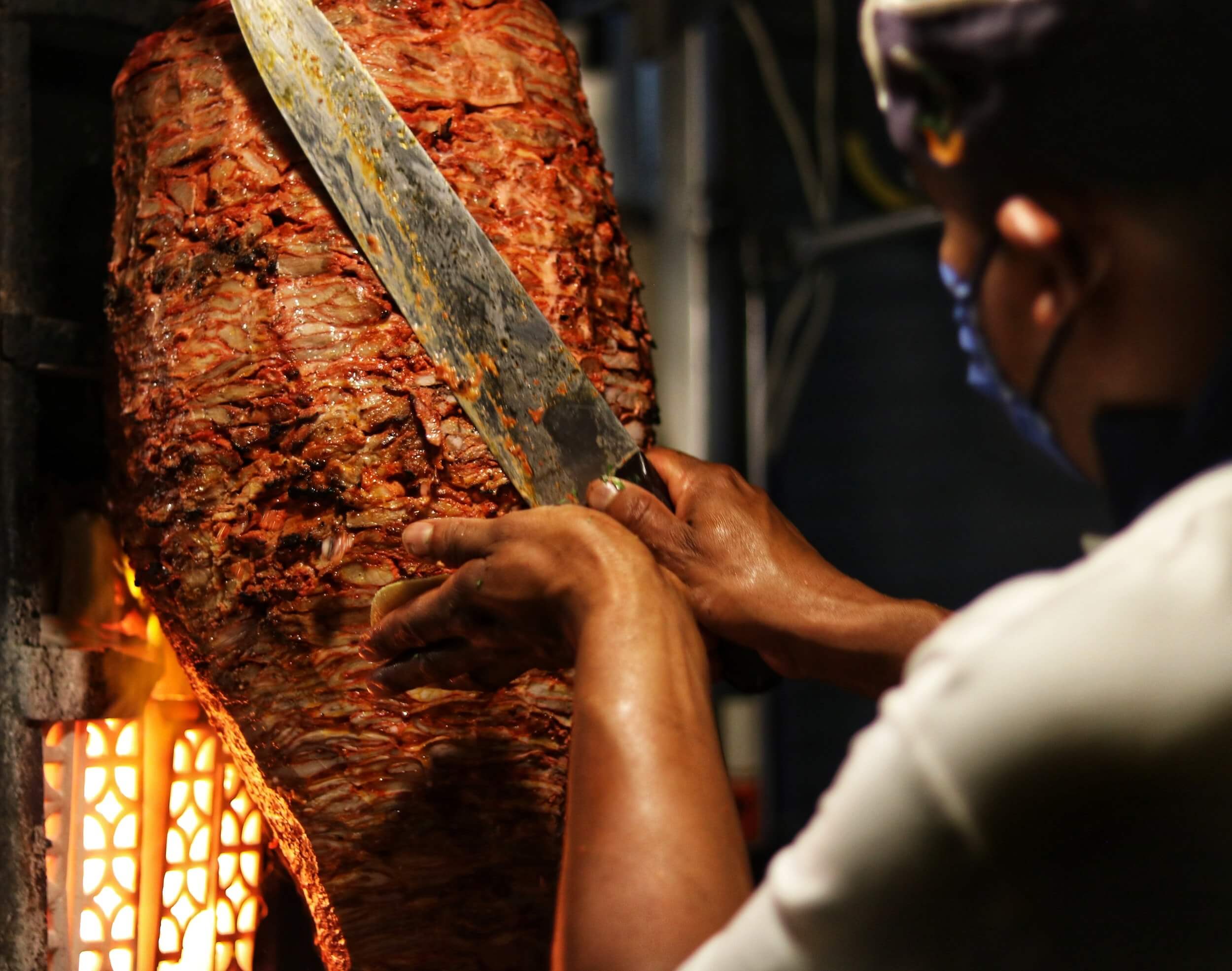 turkish kebab being carved